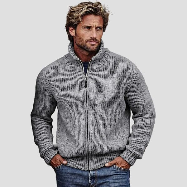 Liam | Vintage Ensfarvet Turtleneck Cardigan
