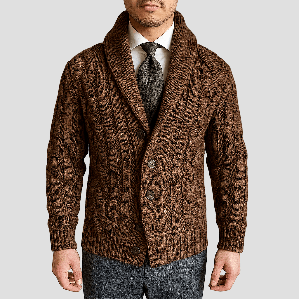 Carson | Kabelstrik Skulder Cardigan Sweater