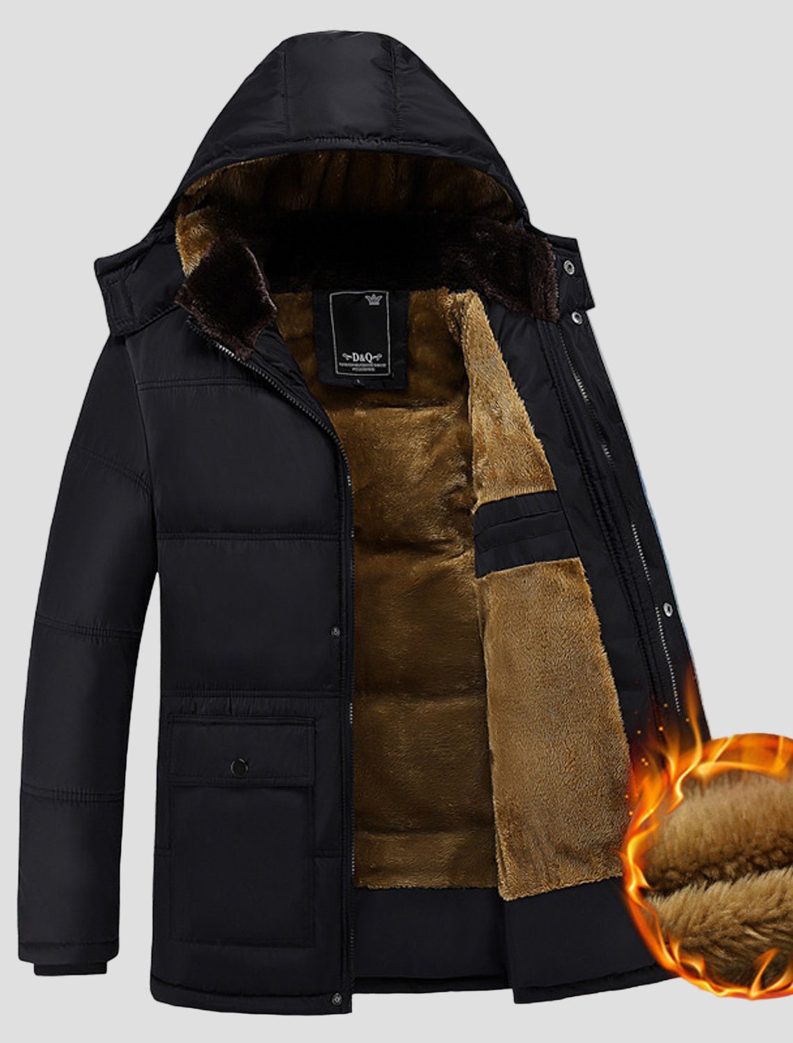 Caleb | Klassisk Sort Polstret Parka Jakke