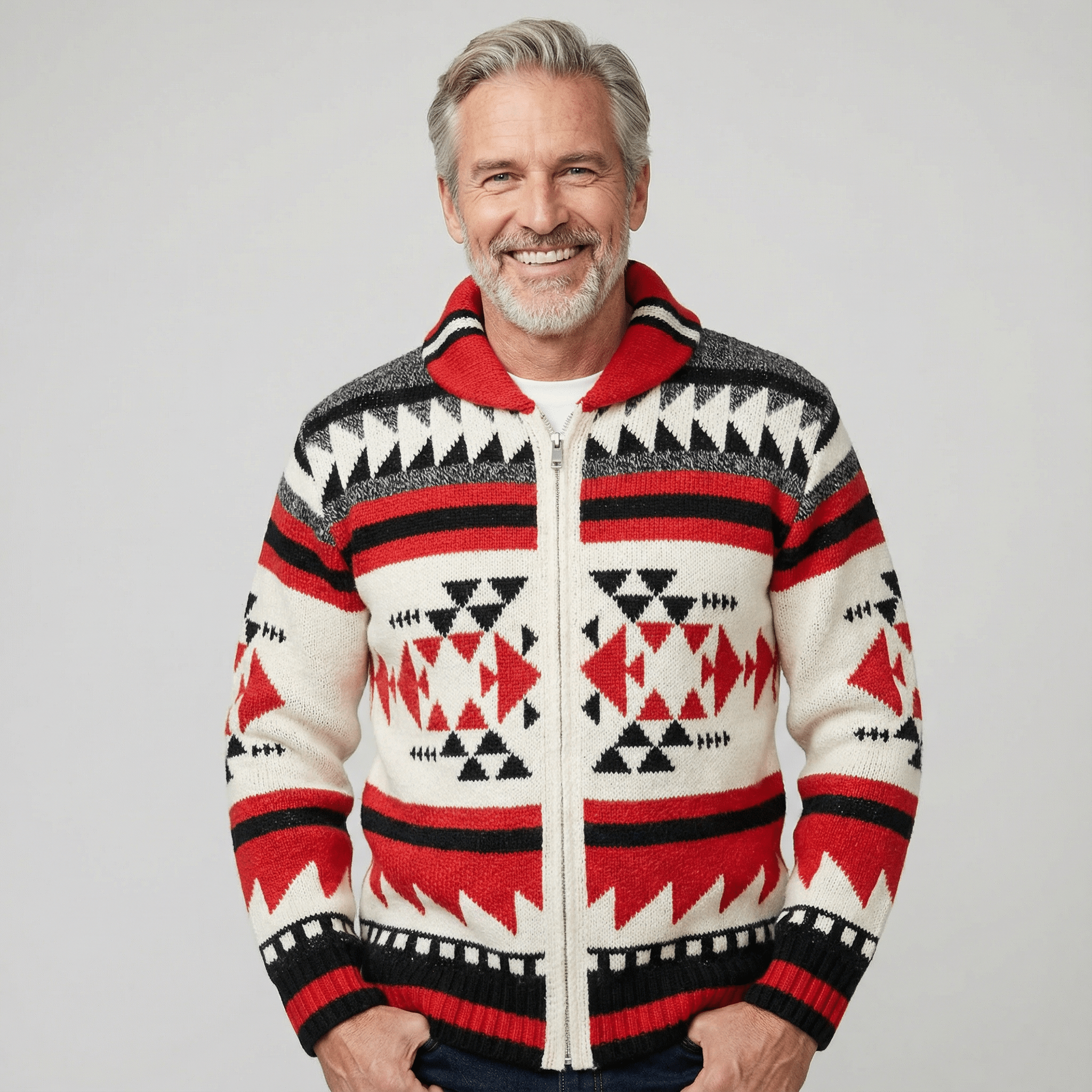 Dominic | Geometrisk Zip Strik Cardigan