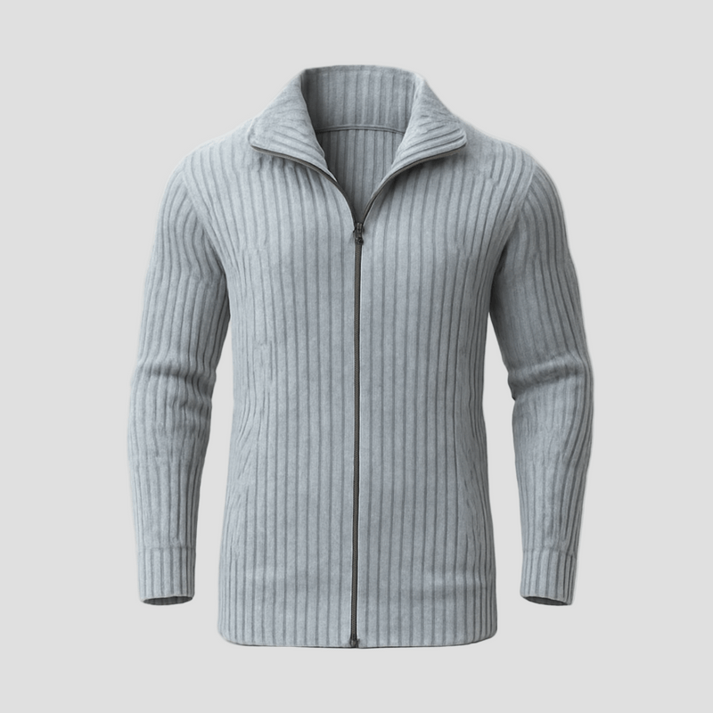Julian | Stribet Strikket Standkrave Cardigan