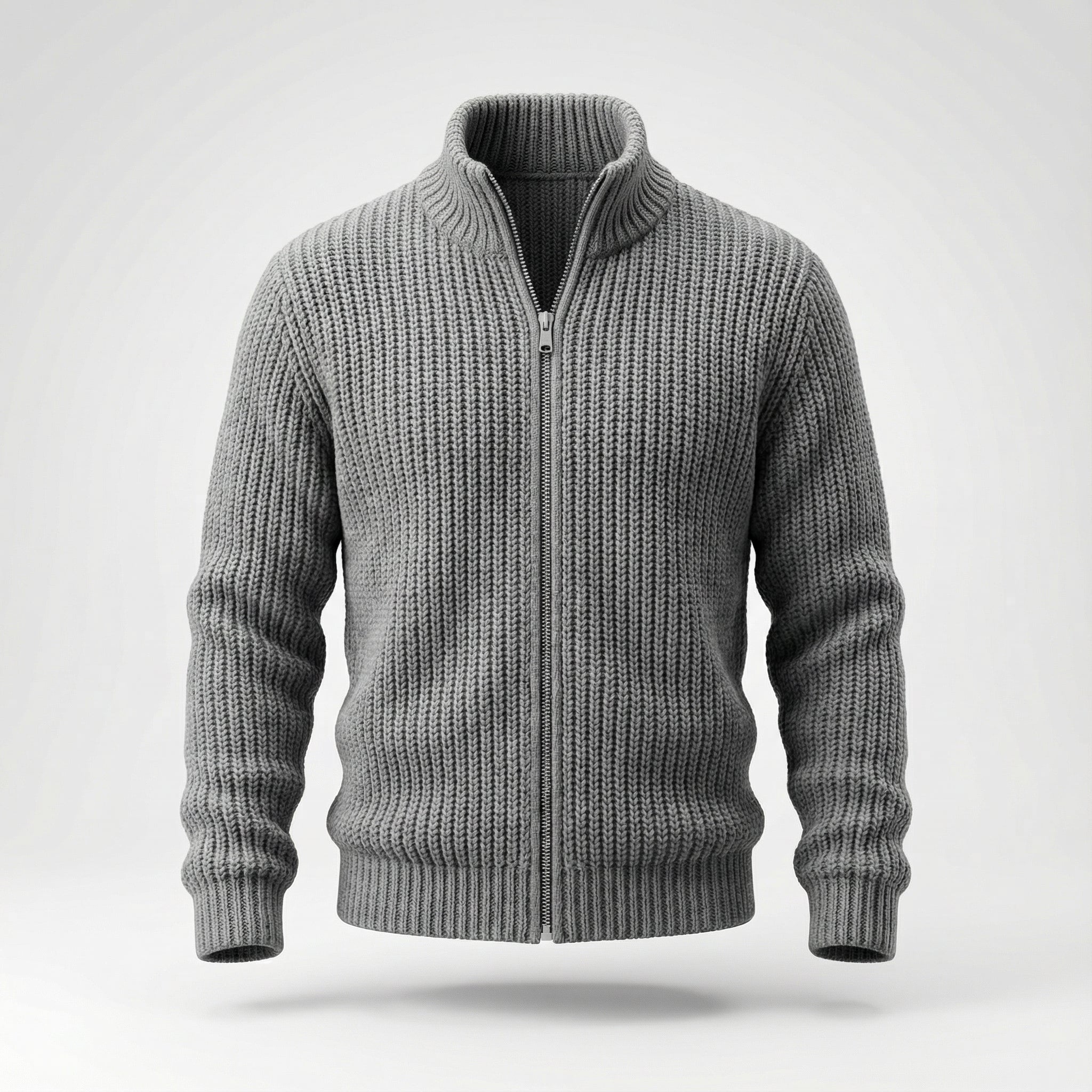 Liam | Vintage Ensfarvet Turtleneck Cardigan